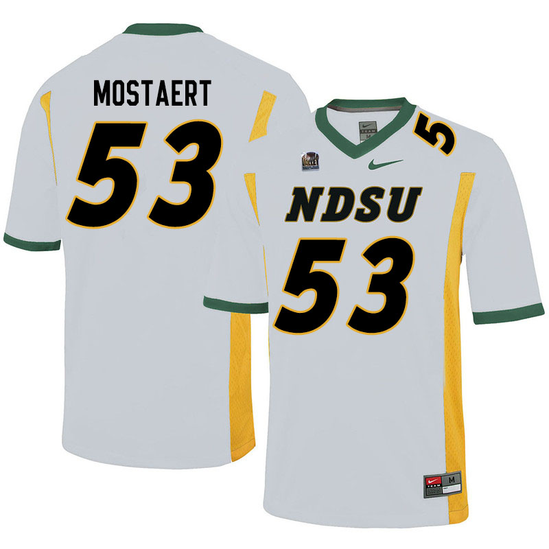 Men #53 Eli Mostaert North Dakota State Bison College Football Jerseys Sale-White